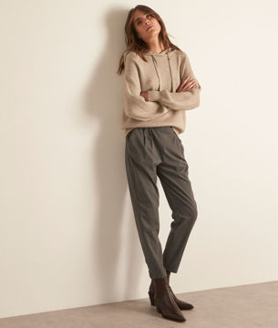 Picture of FLYNN GREY MARL FLUID CARROT CUT TROUSERS